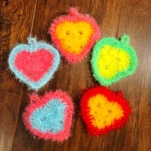 Kitchen Heart-shapedCrochet Dishwashing Scrubbies